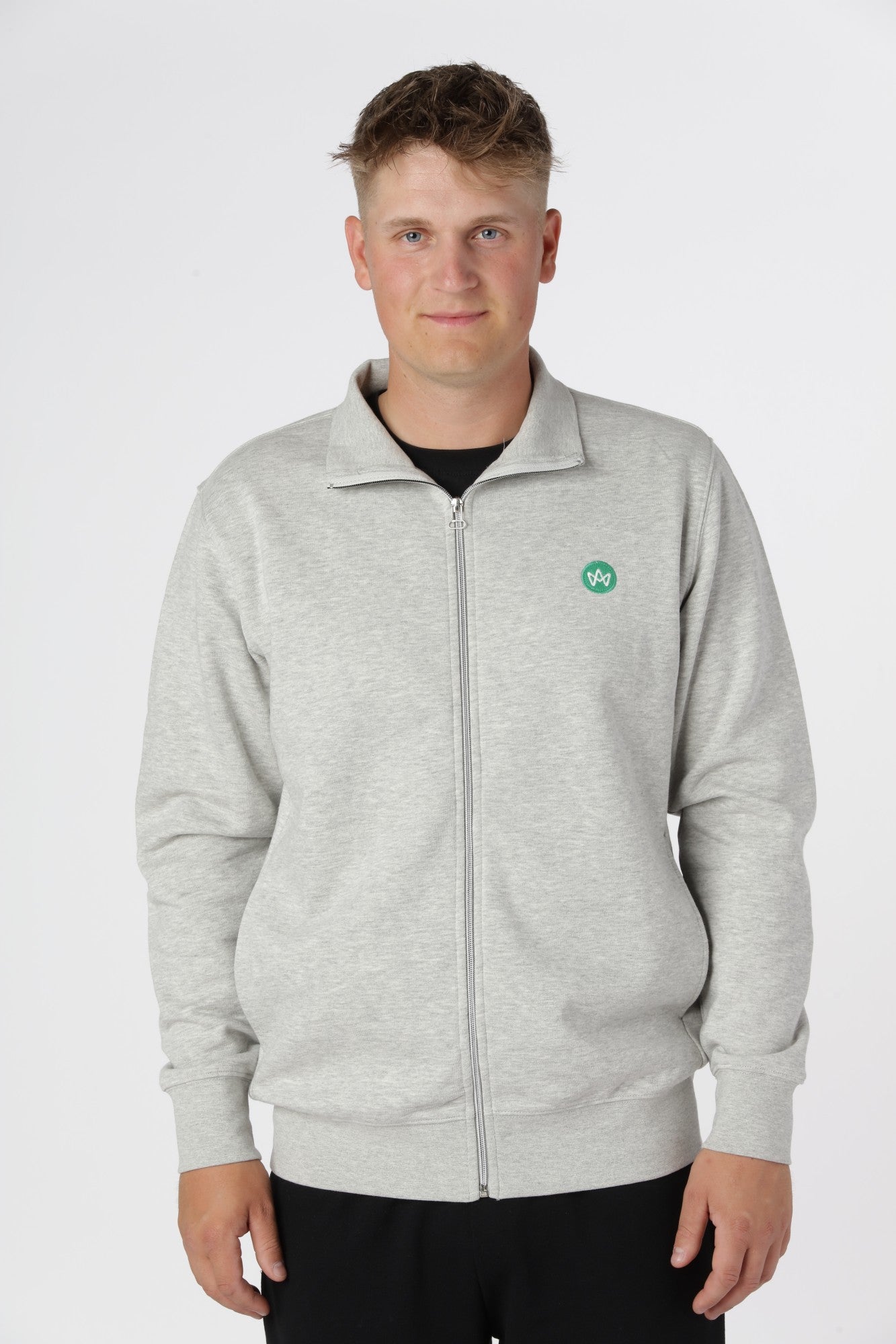 Kronstadt Zip-up i farven Lt Grey Mix med børstet inderside for blød komfort og lun varme