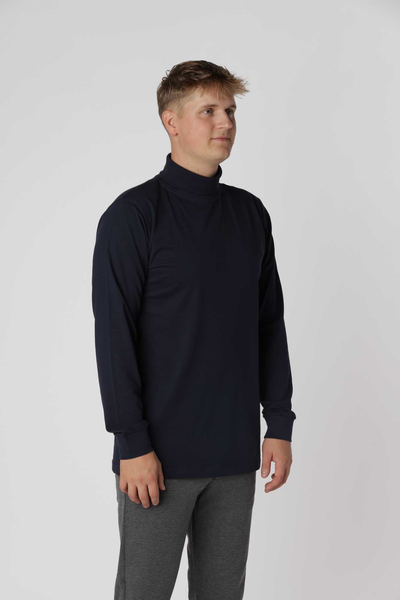 HiddenTrends Navy Turtleneck T-shirt, perfekt til både casual outfits og smart casual styling.