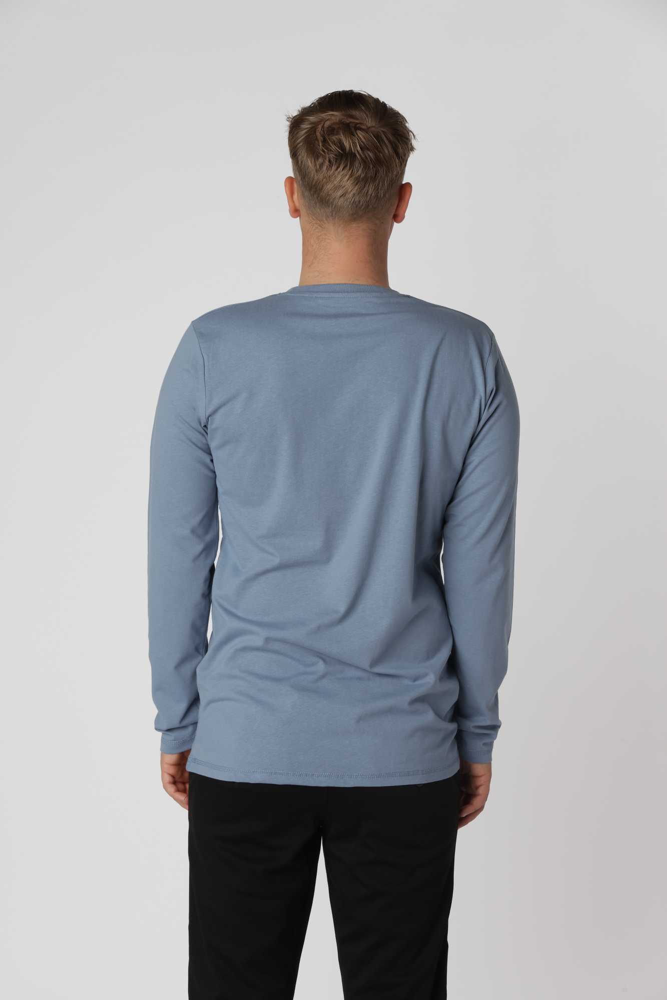 Essential langærmer t-shirt i farven Denim, holdbar og formstabil efter gentagen vask