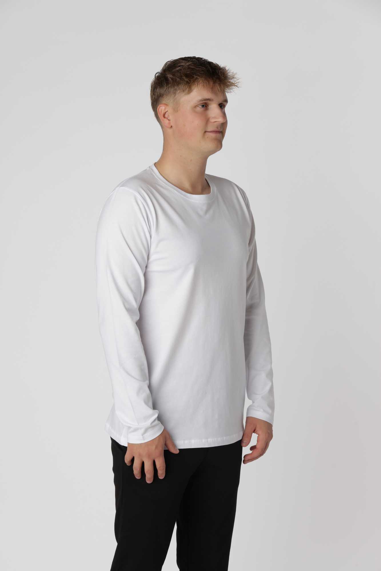 Hvid Essential langærmer t-shirt i farven hvid med klassisk rund hals til alle lejligheder