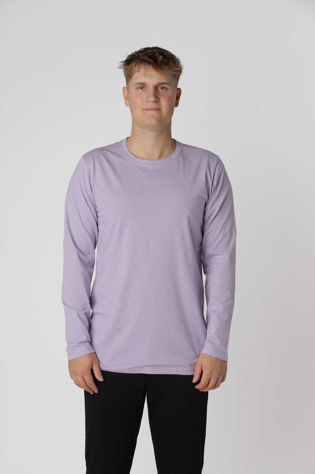 Essential langærmer t-shirt i farven Lavender i blød økologisk bomuld med regular fit