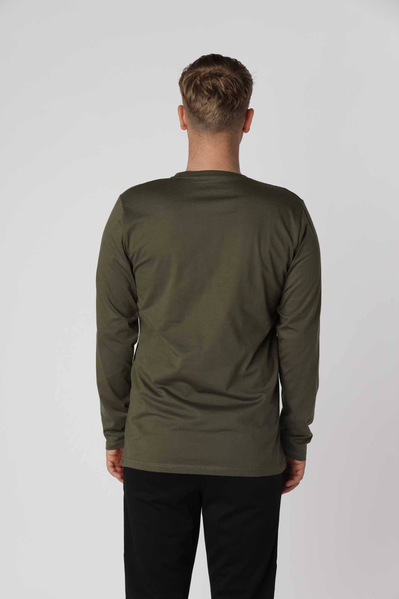 Essential langærmer t-shirt i farven new army, holdbar og formstabil efter gentagen vask