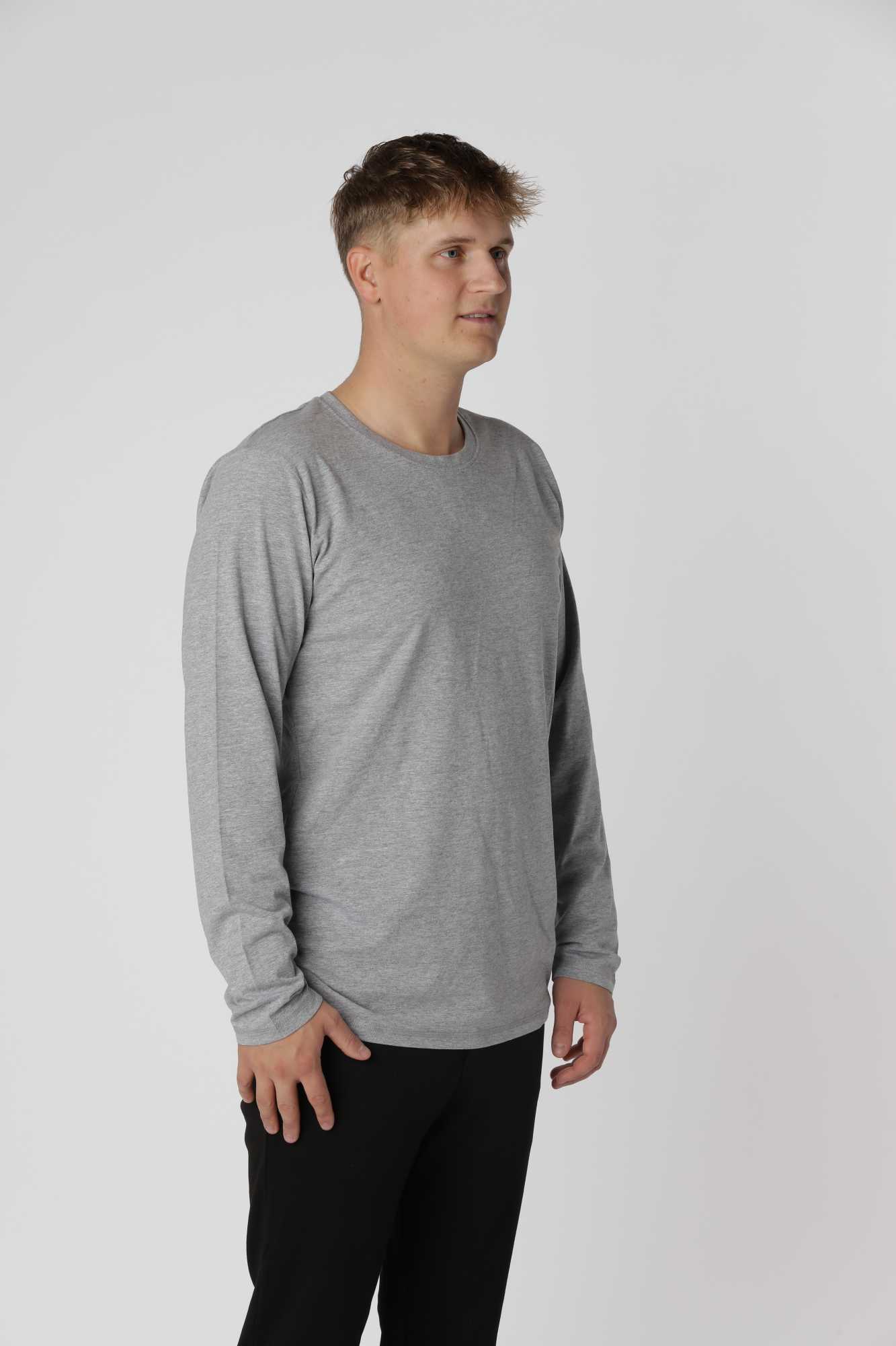 Oxford Grey Essential langærmer t-shirt i farven oxford grey med klassisk rund hals