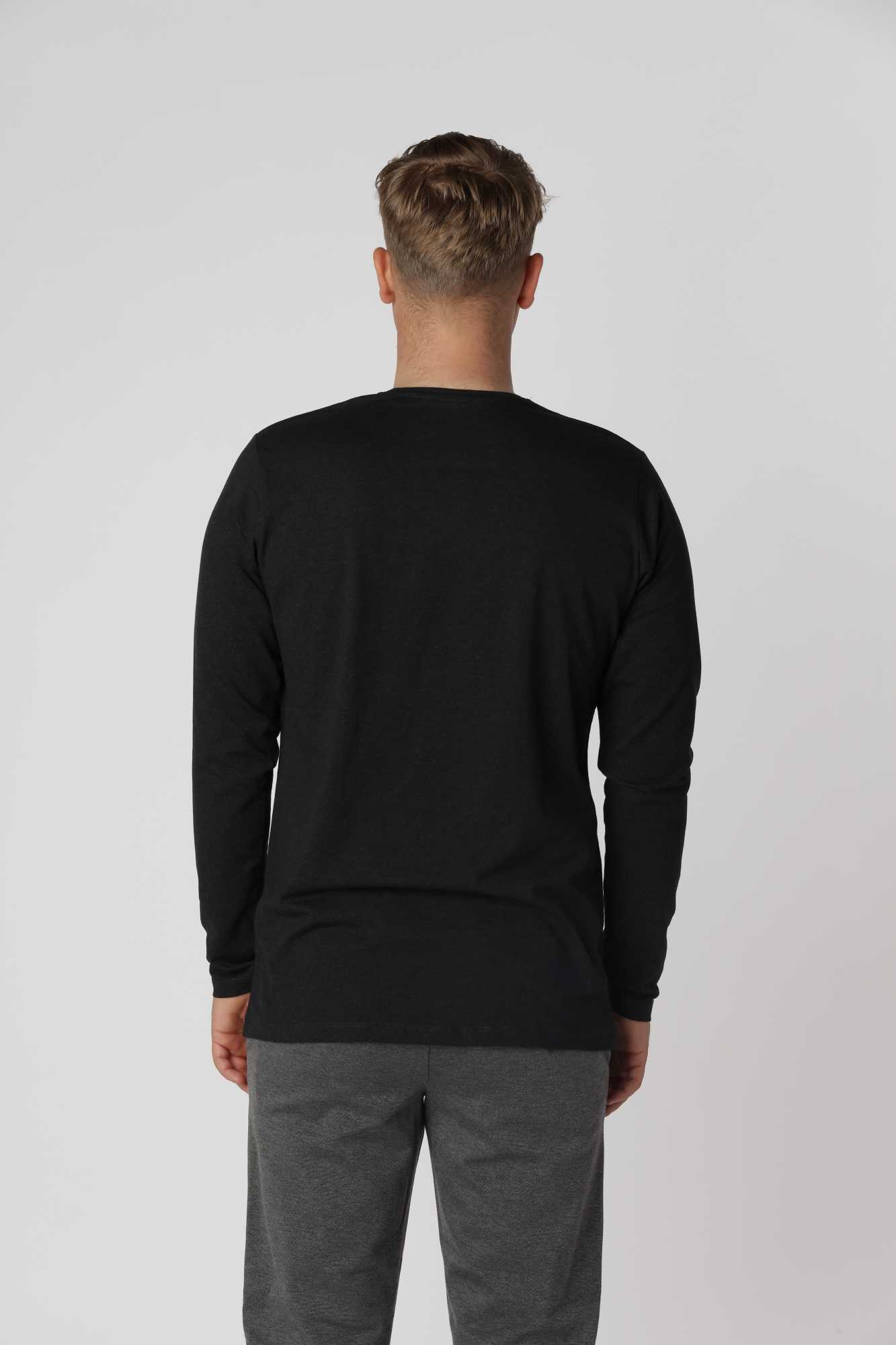 Shape langærmet t-shirt i farven meleret sort, perfekt som base under jakker eller skjorter