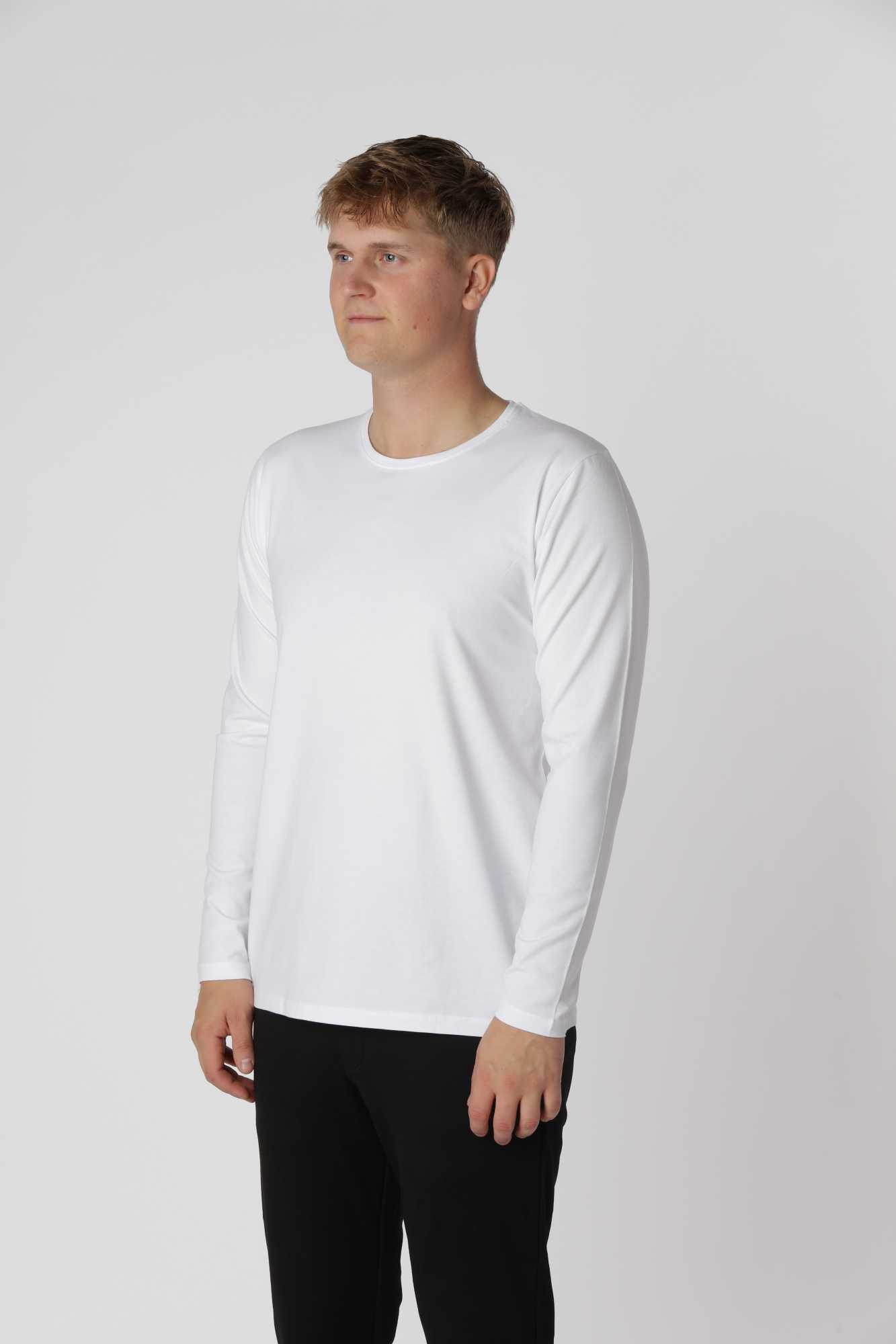Minimalistisk Shape langærmet t-shirt i farven hvid med glat, kæmmet bomuld