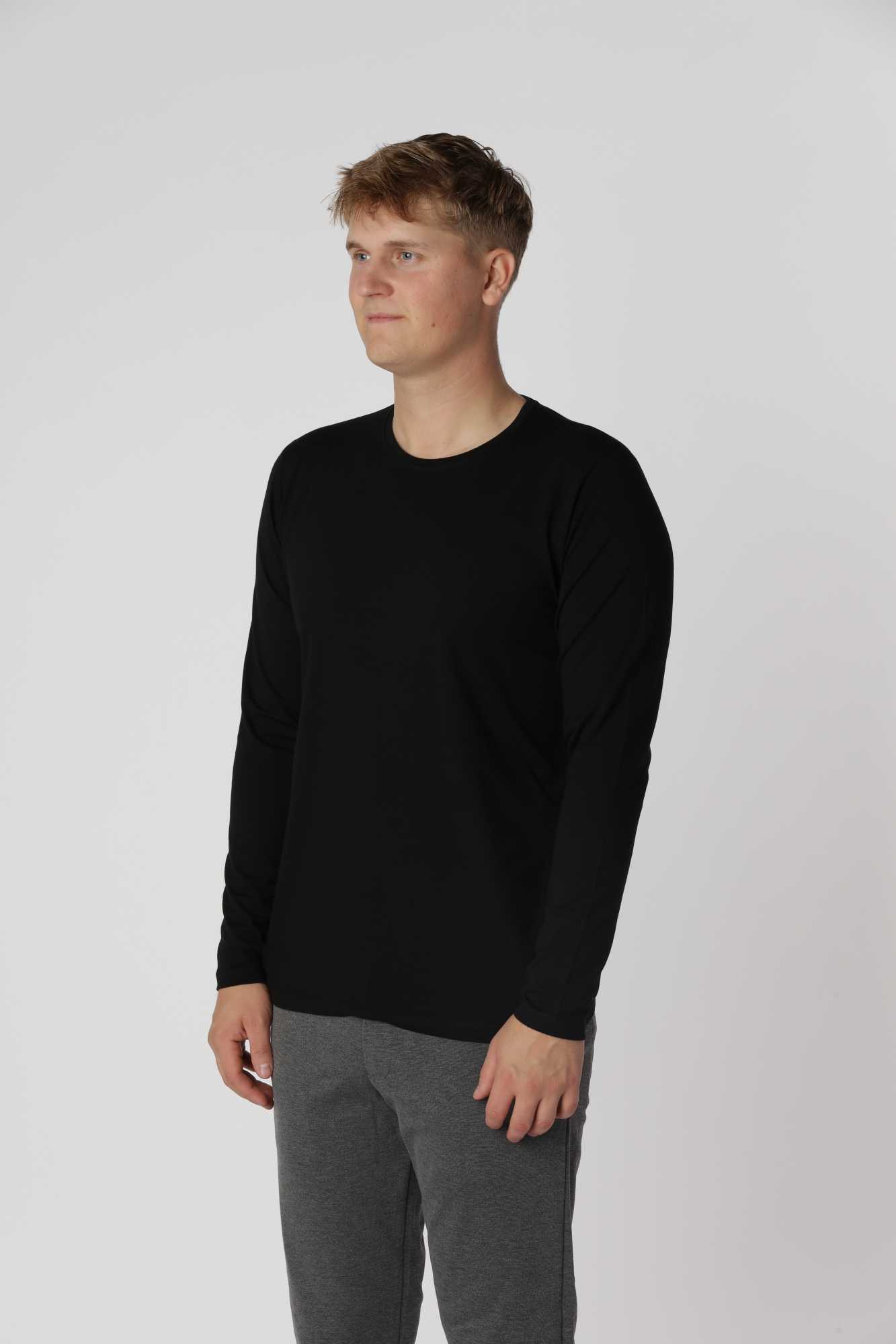 Sort shape langærmet t-shirt med blød, glat overflade og holdbar kvalitet