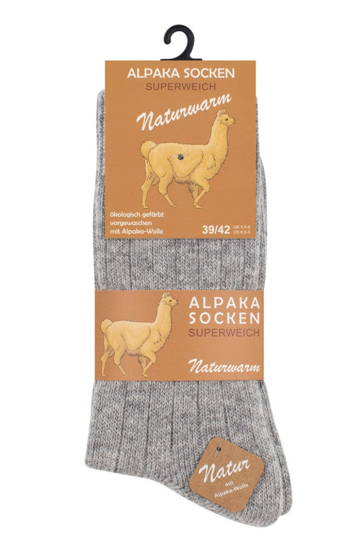 Alpackaullsockor i beige nyanser, finstickade, 2-pack