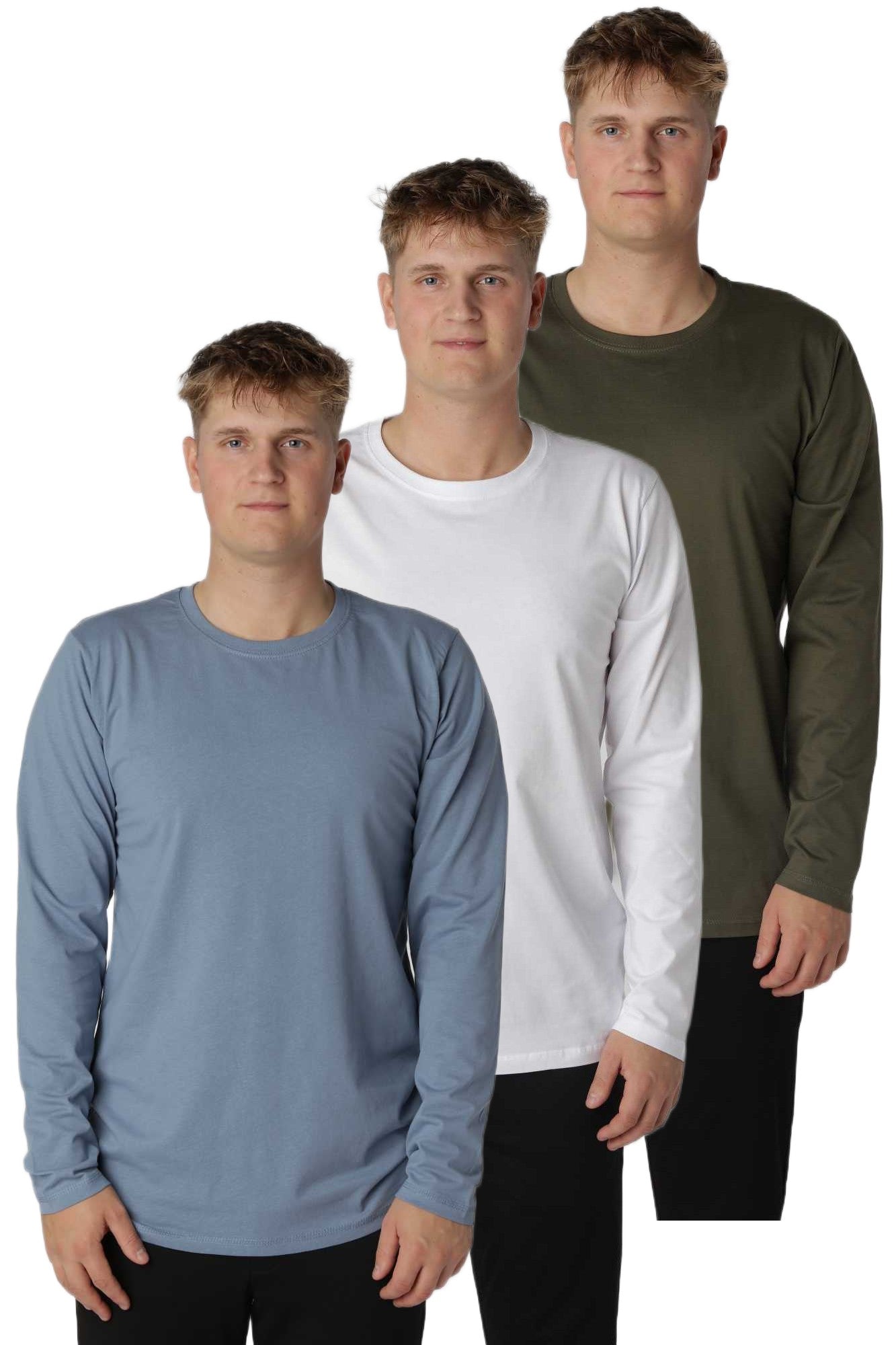 Essential Langærmet T-shirt, 3 stk.